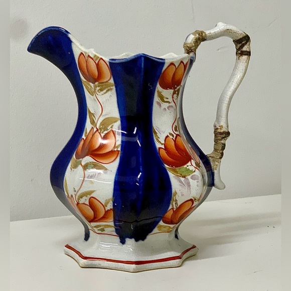 19th Century Antique Gaudy Welsh Glamorgan Pattern Footed Octagonal Luster Jug - Picture 1 of 13